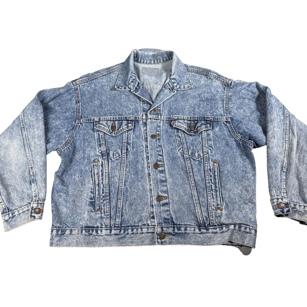 Vtg 80s Mens Levis Jean Trucker Jacket 70507 0219 Denim Made in USA Large